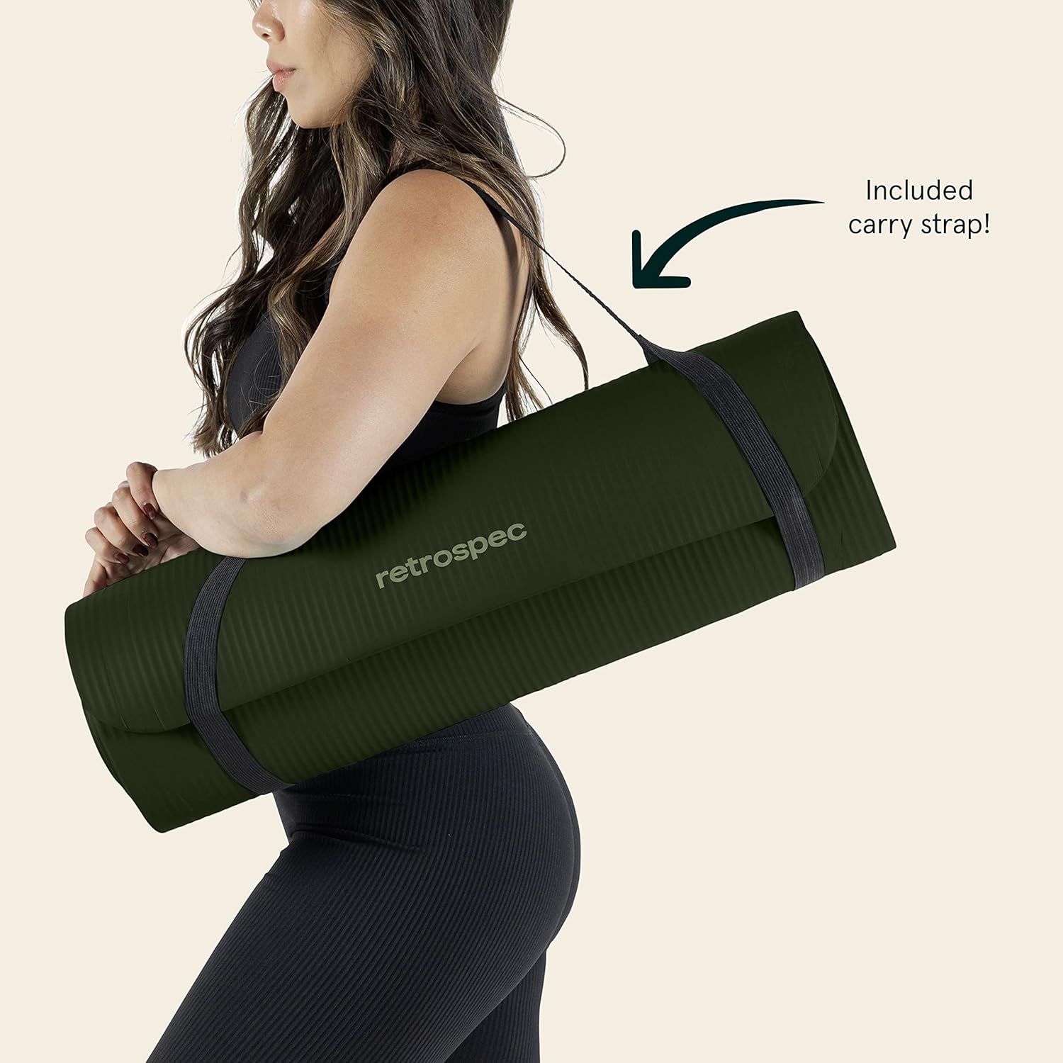 Solana Yoga Mat Thick 1/2In Non-Slip Workout Mat with Nylon Strap - 72X24In Exercise Mat for Pilates, Stretching & Fitness - BPA Free, Easy Clean