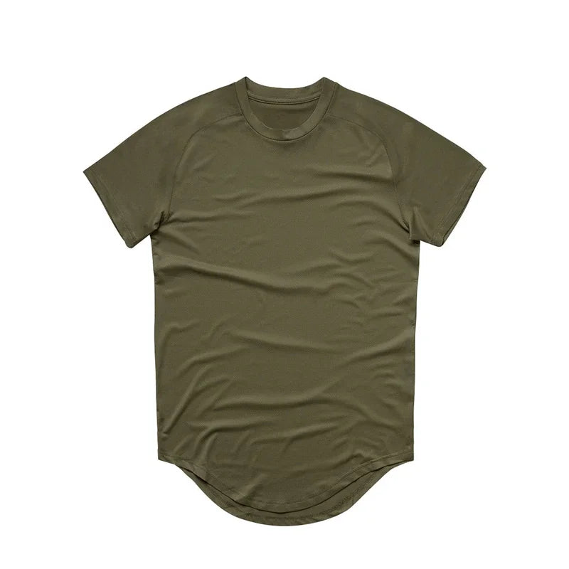 Running Shirt Men Mesh Fitness Tops Tees Sport O-Neck T-Shirt Gym Training Short Sleeve Workout Breathable Sportswear Jerseys