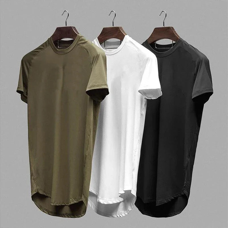 Running Shirt Men Mesh Fitness Tops Tees Sport O-Neck T-Shirt Gym Training Short Sleeve Workout Breathable Sportswear Jerseys