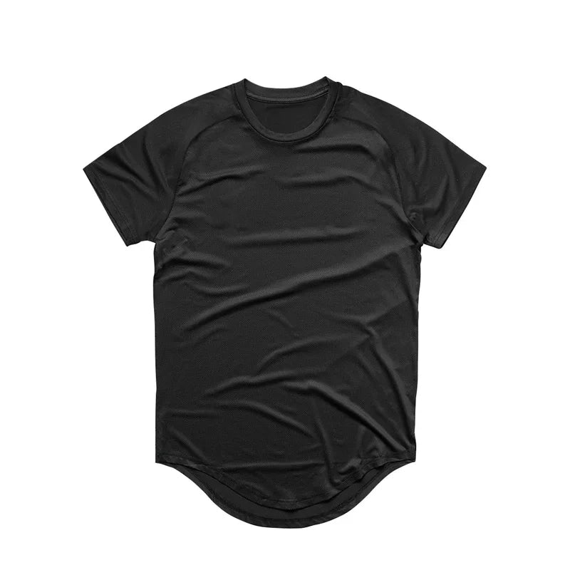 Running Shirt Men Mesh Fitness Tops Tees Sport O-Neck T-Shirt Gym Training Short Sleeve Workout Breathable Sportswear Jerseys