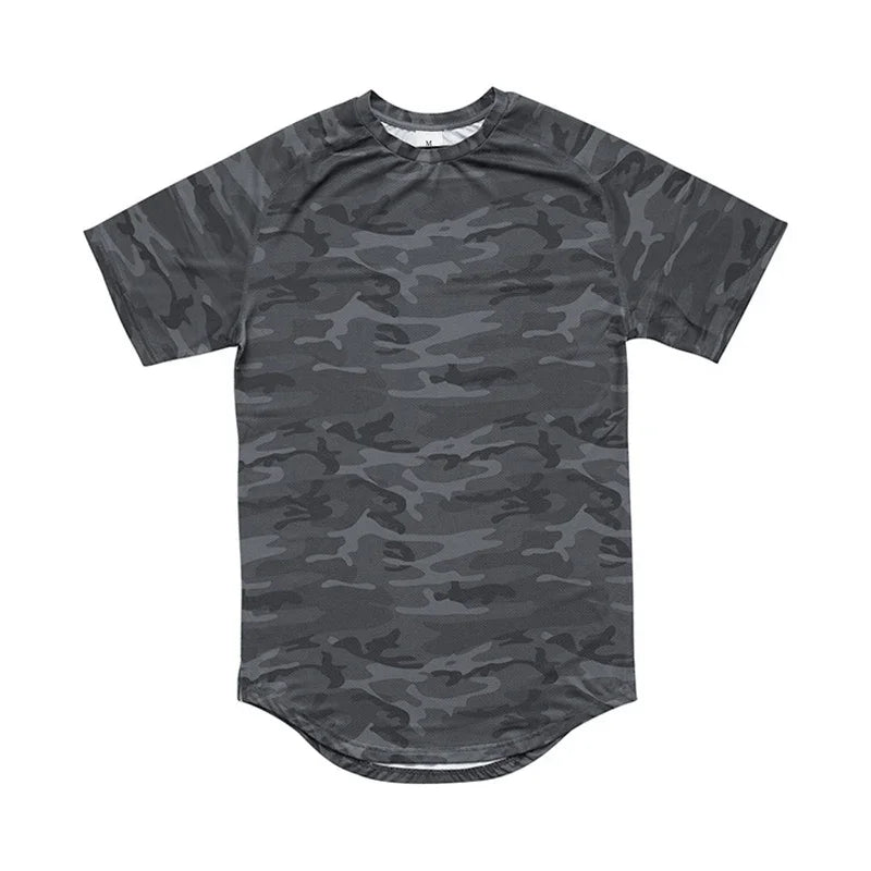 Running Shirt Men Mesh Fitness Tops Tees Sport O-Neck T-Shirt Gym Training Short Sleeve Workout Breathable Sportswear Jerseys