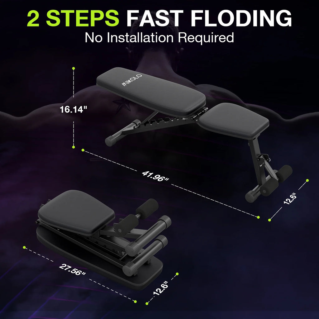 9 Positions Adjustable Weight Bench, Foldable Workout Bench with 800Lbs Weight Capacity, Bench Press Bench for Full Body Workout